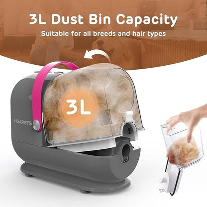 Dog Grooming Vacuum Kit, 3L Pet Grooming Vacuum with 7 Pet Grooming Tools, Dog Vacuum for Shedding Grooming at Home with Low Noise Electric Clipper and Brush, Gray