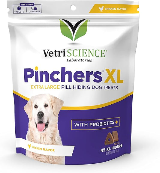 VETRISCIENCE Pinchers XL Pill Hiding Treats for Dogs – Extra Large Pill Hiders Probiotics, Great for Medicine, Large Capsules and Tablets