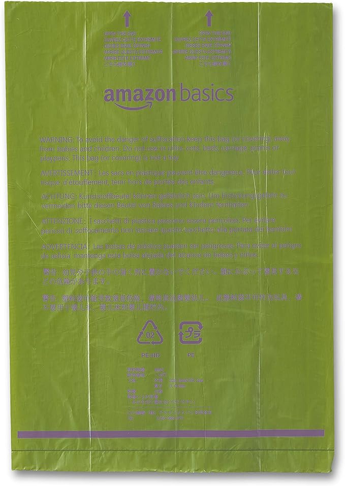 Amazon Basics Dog Poop Bags With Dispenser and Leash Clip, Lavender Scented, 540 Count, 36 Pack of 15, 13 Inch x 9 Inch