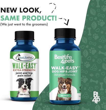 BestLife4Pets Extra Strength Dog Joint Supplement - Natural Hip and Joint Supplement for Dogs - Arthritis, Inflammation, and Hip Dysplasia Pain Relief for Dogs - Easy to Use Natural Pills