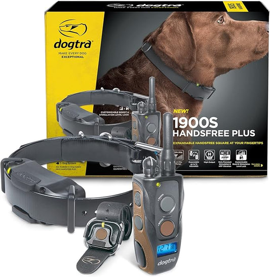 Dogtra 1900S HANDSFREE PLUS Boost and Lock, Remote Dog Training E-Collar, HANDSFREE SQUARE, 3/4-Mile Range, Rechargeable, Waterproof, High-Output, 1 Dog System, eCollar for Medium, Large Dogs