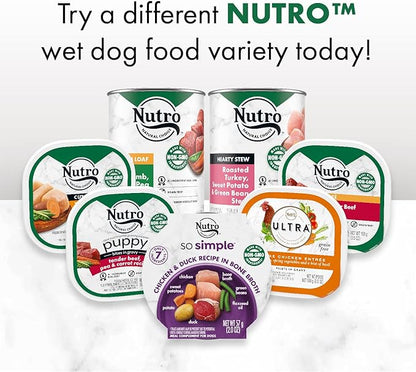 Nutro So Simple Meal Complement Wet Dog Food Chicken and Chicken & Duck Recipes in Bone Broth Variety Pack, 2 oz. Tubs, Pack of 8