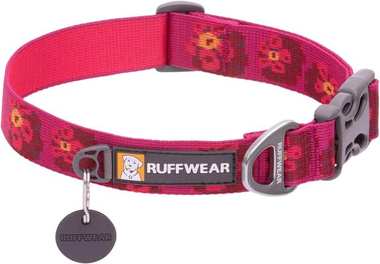 Ruffwear, Flat Out Dog Collar (Formerly Hoopie), Webbing Collar for Walking and Everyday Use, Alpenglow Burst, 20"-26"