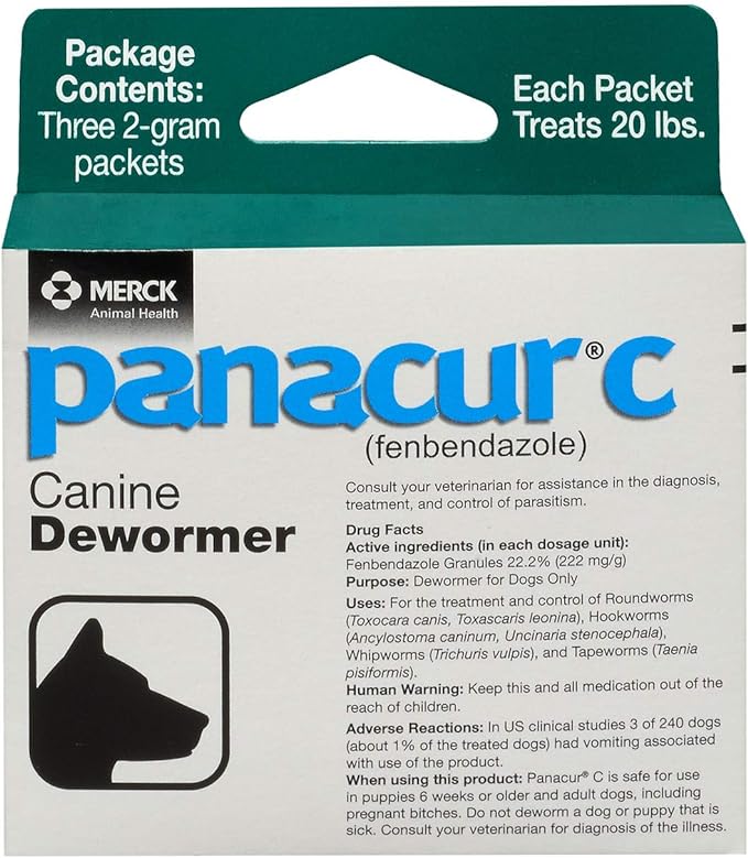 Panacur C Canine Dewormer (fenbendazole), 2 gram,White
