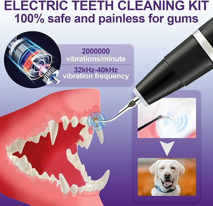 Dog Teeth Cleaning Kit-Dog Tooth Plaque Remover-Ultimate Pet Dental Care Kit - Ultrasonic Teeth Cleaner and Plaque Remover for Dogs | Complete Oral Hygiene Solution-Black