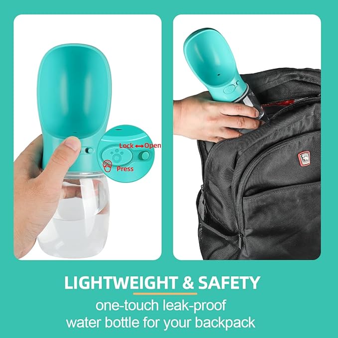 Dog Water Bottle Portable, Leak Proof & Lightweigh Water Bottles for Dogs, Dog Travel Water Bottle with Dog Bowl, Dog Travel Accessories & Dog Walking Accessories,(12oz, Blue)