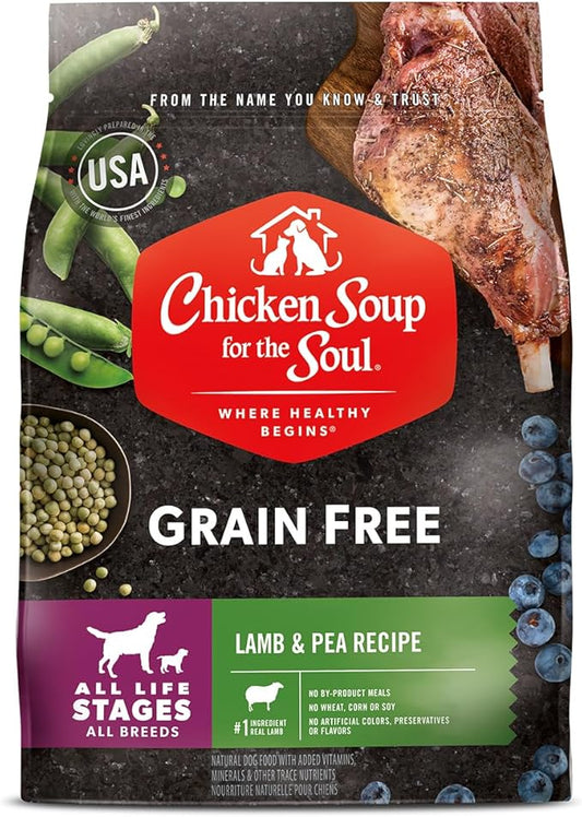 Chicken Soup for the Soul Pet Food Grain Free Lamb & Pea - Dry Dog Food 4LB - Soy, Corn & Wheat Free, No Artificial Flavors or Preservatives