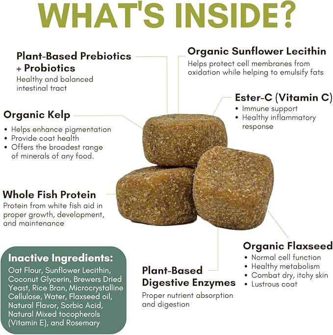 Wholistic Pet Organics: Multivitamin Chews for Dogs Organic Homemade Dog Treat for Medium and Small Dogs Calming Chews for Dogs Food Puppy Multivitamin Probiotics Immune Support Supplement (240 Count)