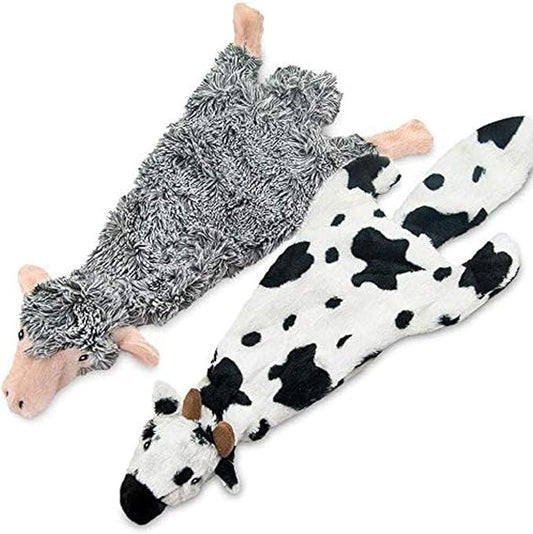 Best Pet Supplies Stuffing Free Squeaky Dog Toys for Small Dogs, Medium Dogs, and Large Dogs, Durable, Best Dog Chew Toy for Teething Puppy, Indoor Play, Holds Plastic Bottle - Sheep, Cow, Large