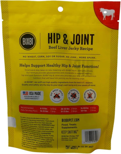 Bixbi Hip & Joint Jerky Dog Treats 3 Flavor Variety, (1) Each: Beef Liver, Salmon, Chicken (5 Ounces) Plus Rope Toy and Fun Facts Booklet Bundle