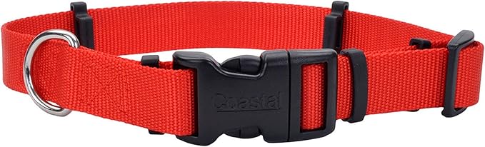Coastal Pet SecureAway Flea Collar Protectors - Comfortable Dog Collar Accessory - Protective Flea Collar for Dogs - Adjustable Dog & Puppy Flea Collar Protection - Red, 1" x 14-20"