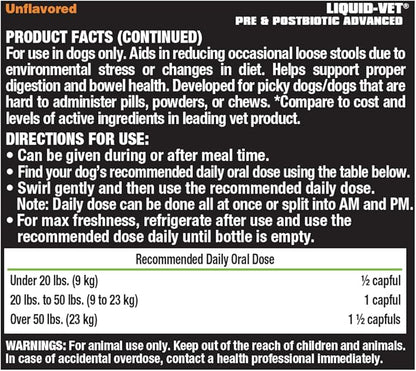 Liquid-Vet K9 Pre & PostBiotic Advanced (Allergy-Friendly Unflavored, 8oz/2Pack)