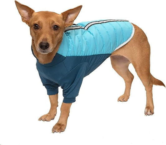 Furhaven Water-Repellent Small Dog Coat, Washable w/ Leash Access & Stretch Fabric - Pro-Fit Active Jacket - Aquamarine, Small