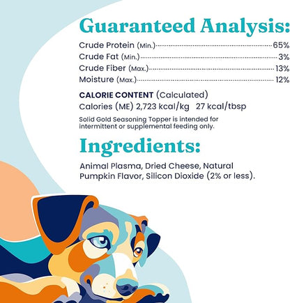 Solid Gold Dog Food Seasoning for Picky Eaters - Nutrientboost Dog Food Topper Shaker Appetite Enhancer for Dogs Pumpkin Flavor - Contains Proteins & Amino Acids to Promote Digestion & Immunity - 2 Ct