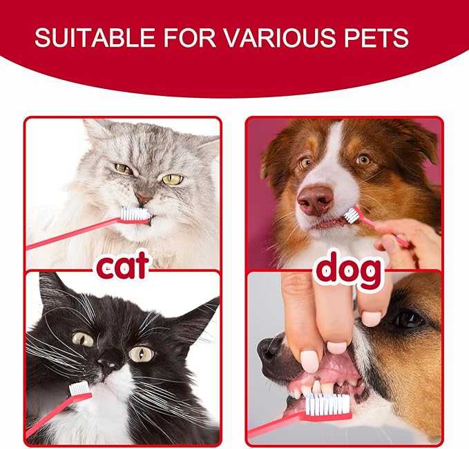 VibrantPet Toothbrush Set - 8-Pack with Dual-Head Design, Transparent Tube Packaging for Convenient Storage and Travel | Enhance Pet Dental Care