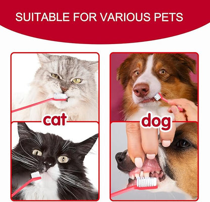 VibrantPet Toothbrush Set - 8-Pack with Dual-Head Design, Transparent Tube Packaging for Convenient Storage and Travel | Enhance Pet Dental Care