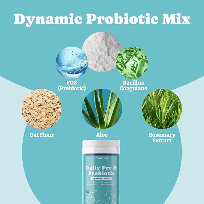 Probiotics for Dogs, Daily Dog Probiotics and Prebiotic with Natural Ingredients, for Gut Health and Digestive Health, Support Immune System, Maintain Skin & Coat Health, Duck Flavor, 160 Soft Chews