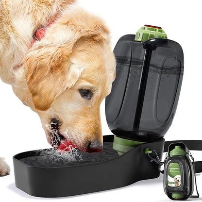 Dog Water Bottle, 45 oz Leak Proof Portable Pet Water Dispenser for Dogs, Foldable Dog Water Bottle with Water Bowl, Large Size Dog Travel Water Bottle for Dogs Hiking, Training - Green