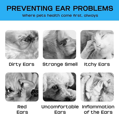 Ear Cleaner Wipes, Dogs & Cats Grooming Kit, Safe and Non-Irritating, Mint Extract, Gently Remove Ear Wax, Deodorizes, 150 Count (Ear Finger Wipes (100 Count))
