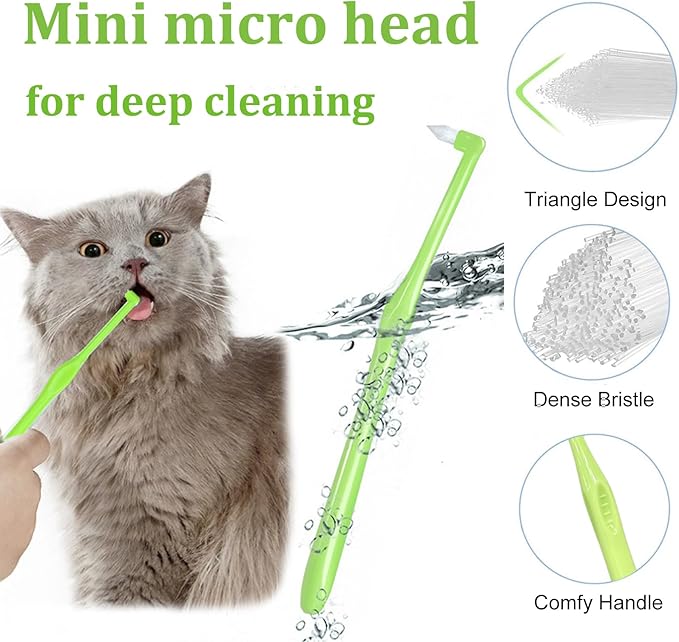 3pcs Small Dog & Cat Toothbrush, 360 cat Toothbrush with Micro Head Brush, 360-Degree Pet Toothbrush, Soft Silicone, No Harm