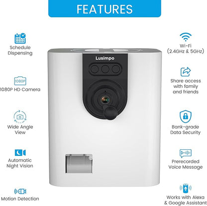 Pet Camera with Treat Dispenser, WiFi Smart Dog/Cat Camera, Free App, Tossing for Dogs/Cats, 1080P Camera, Live Video, Auto Night Vision, 2-Way Audio, No Monthly Fee