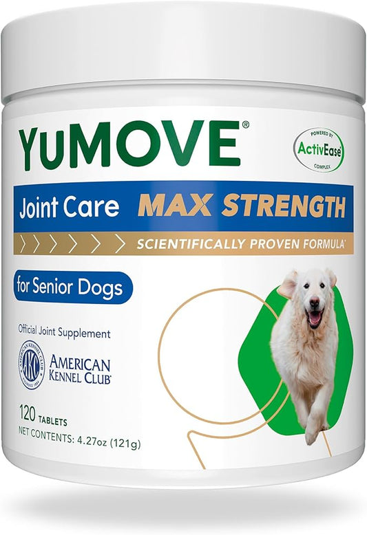 Dog Joint Supplement for Seniors, Maximum Strength Joint Supplement for Older, Stiff Dogs with Glucosamine, Chondroitin, Green Lipped Mussel, Ages 9+, 120 Tablets