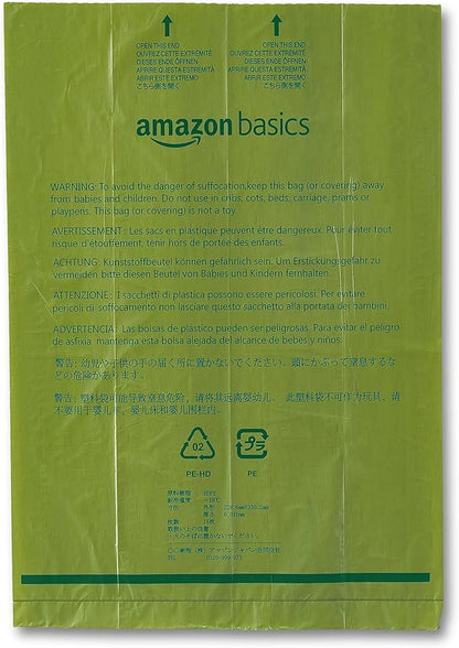 Amazon Basics Dog Poop Bags With Dispenser and Leash Clip, Cucumber Scented, 270 Count, 18 Pack of 15, 13 Inch x 9 Inch
