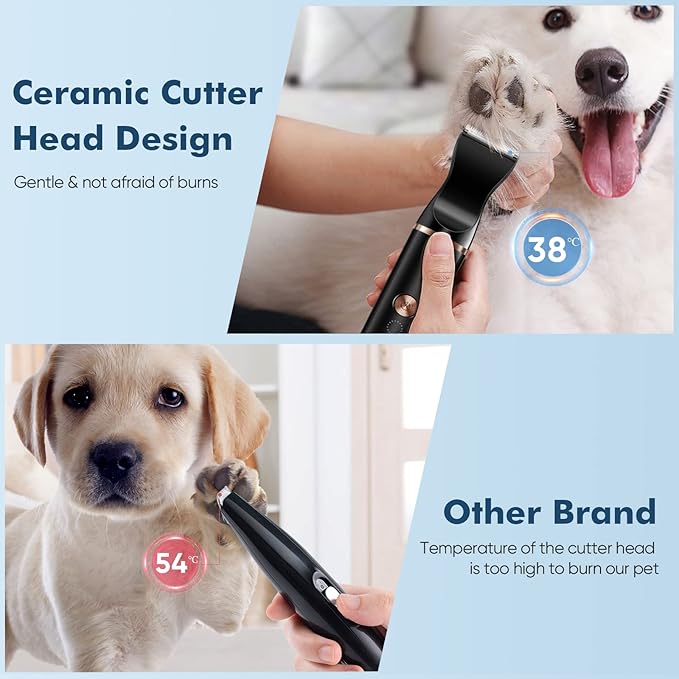 oneisall 2 Speed Cat Clippers with Double Blades, Cordless Small Cat Paw Trimmer, Low Noise for Trimming Dog's Hair Around Paws, Eyes, Ears, Face, Rump-Black
