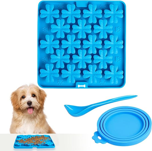 Lick Mat for Dogs Cats, Slow Feeder Pad, Dog Lick Mat, Food-Grade Silicone Treat Pad, Dry Wet Food Mat, Smell Training Slow Eating for Dogs and Cats, Boredom Anxiety Relief