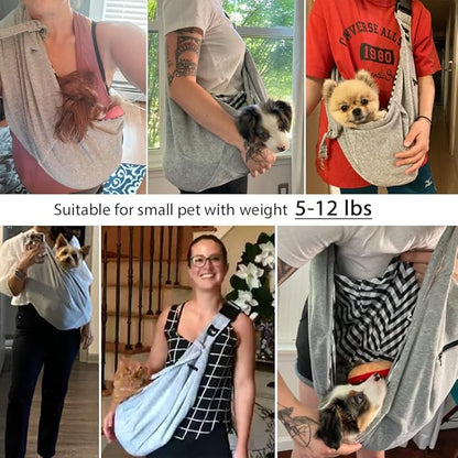 NATUYA Small Dog Carrier Sling Cat Sling,Adjustable Strap Hand Free Pet Puppy for Outdoor Traveling Subway (gray, Snap)