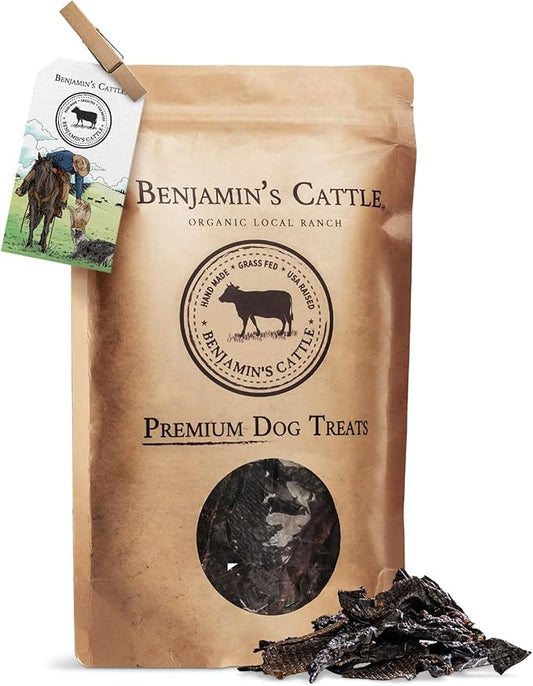 Benjamin's Cattle Single Ingredient - Organic Grass FED & Finished Beef Liver Dog Treats - Hand Made Artisan Dog Treats - Healty Dog Chews - Treats for Dogs Made in USA - Beef Jerky Dog Treat – 5oz