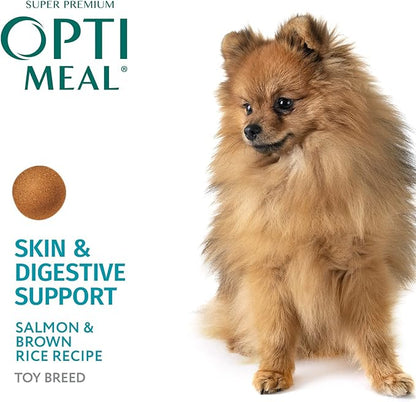 OPtimeal Dry Dog Food for Toy Breeds - Premium Dry Recipe for Adult Small and Toy Breed Dogs - Skin and Digestive Support (1.4 lb, Salmon & Brown Rice)
