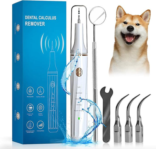 5 Modes Plaque Remover for Teeth,Dog Teeth Cleaning Kit,Dog Teeth Cleaning, Dental Tools to Remove Tartar and Stains, Safe for Dogs & Cats, with Led Light & 5 Adjustable Modes (White)