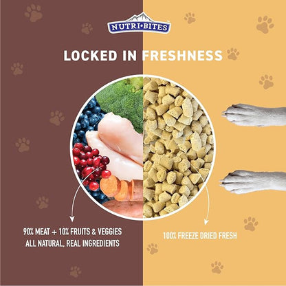 Nutri Bites Freeze Dried Dog Food Meal Topper, Chicken Recipe 22 oz | Fresh Healthy Raw High-Protein Pet Food with Real Meat | Great Meal Toppers, Mix-Ins, or Training Treats