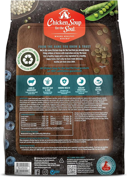 Chicken Soup for the Soul Pet Food Grain Free Lamb & Pea - Dry Dog Food 4LB - Soy, Corn & Wheat Free, No Artificial Flavors or Preservatives