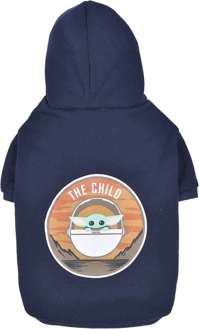 STAR WARS for Pets The MANDALORIAN Hoodie for Dogs, “The CHILD” Design with Leash Attachment Hole, Extra Large| STAR WARS Apparel for Dogs | Cozy Hooded GROGU Sweatshirt for Dogs Navy