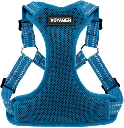 Best Pet Supplies Voyager Adjustable Dog Harness with Reflective Stripes for Walking, Jogging, Heavy-Duty Full Body No Pull Vest with Leash D-Ring, Breathable All-Weather - Harness (Turquoise), M