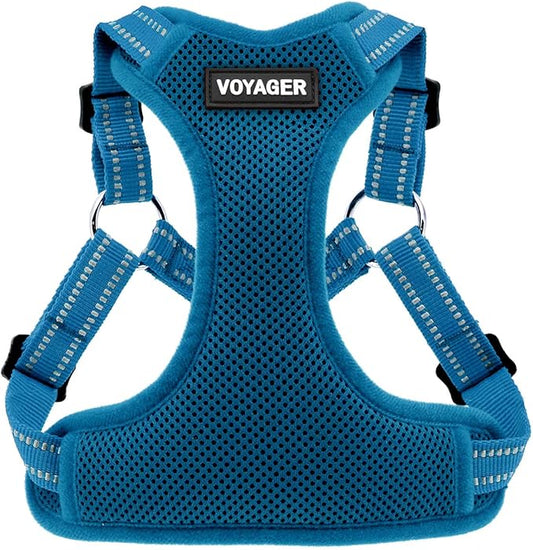Best Pet Supplies Voyager Adjustable Dog Harness with Reflective Stripes for Walking, Jogging, Heavy-Duty Full Body No Pull Vest with Leash D-Ring, Breathable All-Weather - Harness (Turquoise), M