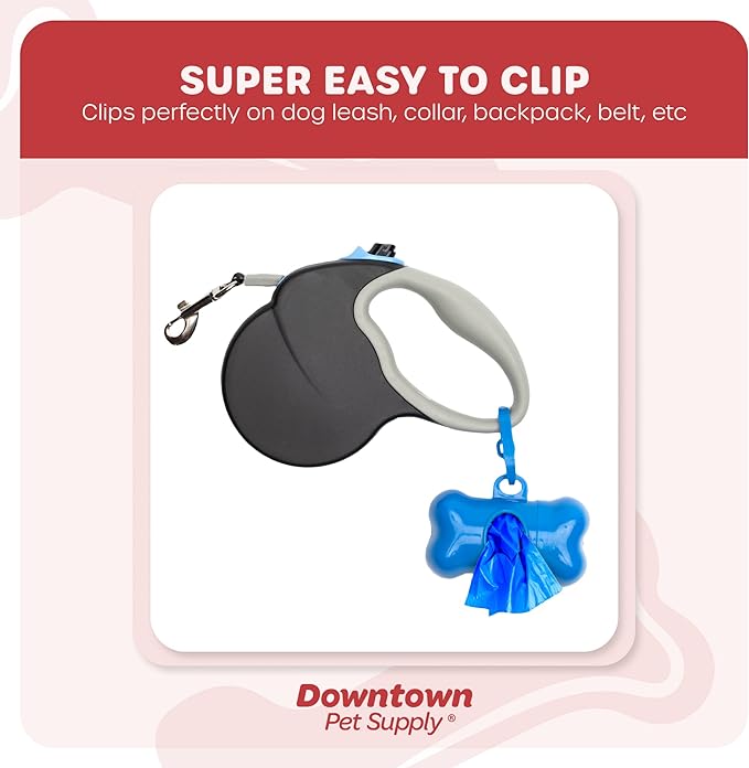 Downtown Pet Supply 960 Count Dog Poop Bags Refills with Leash Clip and Bone Bag Dispenser, Rainbow of Colors - Dog Waste Bags Unscented and Leak-Proof with Dog Poop Bag Dispenser - 12.5 x 8.5"