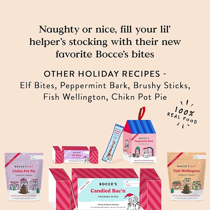 Bocce's Bakery All-Natural, Seasonal, Candied Bac'n Training Treats for Dogs, Wheat-Free, Limited Ingredient Training Treats, Inspired by Christmas, 2 oz (Pack of 2)