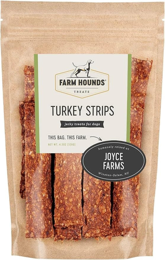 Farm Hounds Premium Natural Turkey Treats for Dogs, 100% Made from Humanely-Raised Turkeys, No Fillers Added, Nutrient-Rich Turkey Jerky Dog Treats, Healthy Delicious Dog Strips, Made in USA, 2-Pack