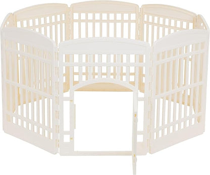 Amazon Basics Octagonal Dog Playpen, Pet Exercise Pen with Door, 34-Inches, 8 Panel, Beige