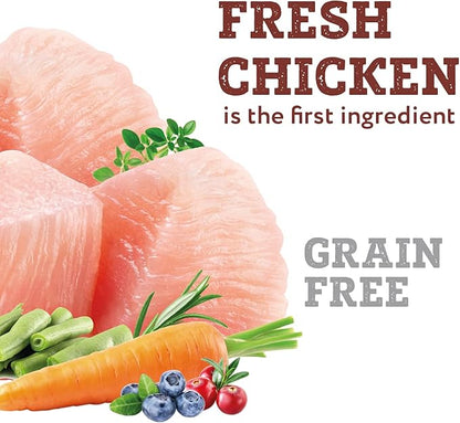 OPtimeal Grain-Free Dog Food - Proudly Ukrainian - Balanced Dog Food Dry Recipe with Immunity Support, Non-Grain Dry Dog Food for All Dog Breeds (3.3 lbs, Chicken & Veggies)