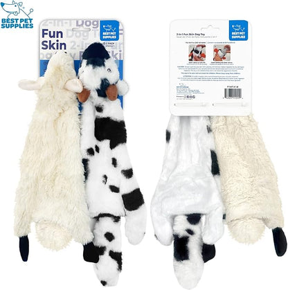 Best Pet Supplies Stuffing Free Squeaky Dog Toys for Small Dogs, Medium Dogs, and Large Dogs, Durable, Best Dog Chew Toy for Teething Puppy, Indoor Play, Holds Plastic Bottle - Sheep, Cow, Medium