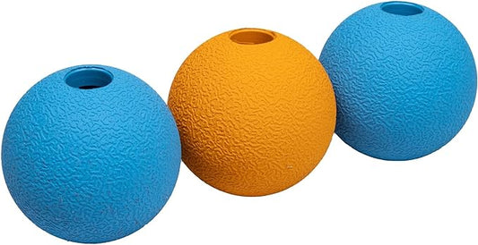 Amazon Basics Rubber Fetch Toy Dog Balls 2.5 Inch 3 Pack, Blue, Orange