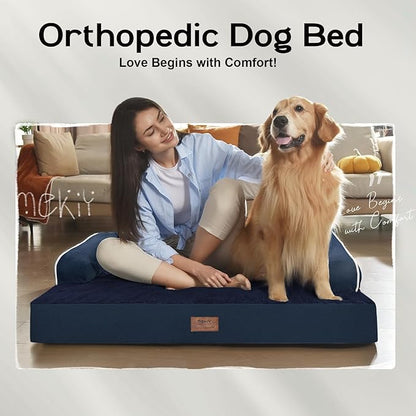 Large Dog Bed Orthopedic Washable | Beds Bolster Pet | XL Large Big Dogs | Memory Foam Couch Sofa | Waterproof with Removable Cover