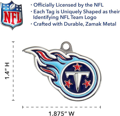 NFL Tennessee Titans Engraving Pet ID Tags in 32 Team Logo Shapes Personalized Dog Tags and Cat Tags with 3 Lines of Customizable Text for Tracking & Safety. Stainless Steel Pet ID Tracking Tags