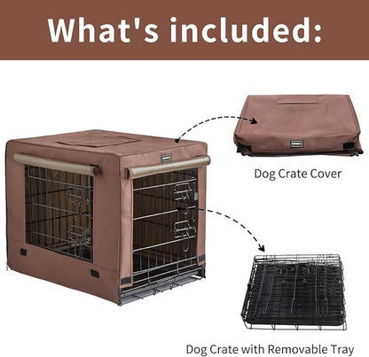 DONORO Dog Crates Kit for Small Size Dogs Indoor with Dog Crate Cover, Double Door Dog Kennels & Houses for Puppy and Cats, Collapsible Metal Contour Dog Cages
