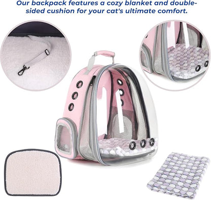 Lollimeow Bubble Expandable Cat Backpack Pet Travel Carrier for Cats and Dogs (Pink-Front Expandable)