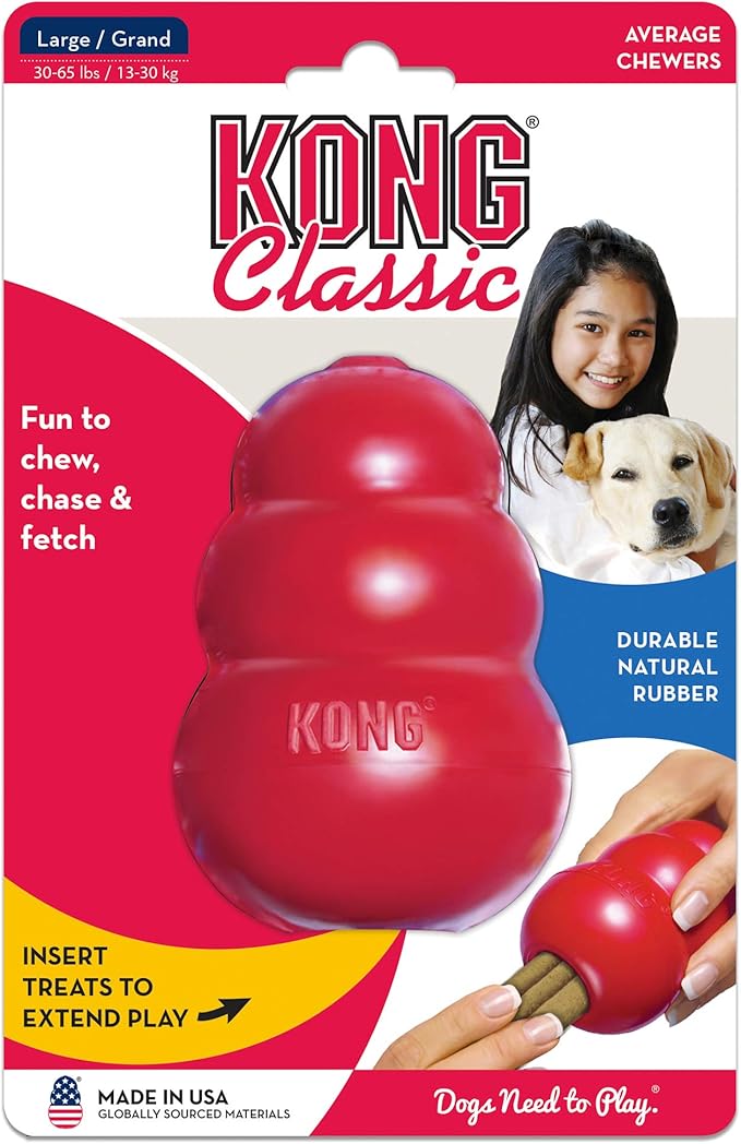 KONG - Classic and Ziggies - Dog Chew Toy with Dog Treats - for Large Dogs